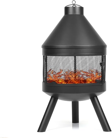 Ikayaa Outdoor Fire Pit Metal Garden Fireplace Chimney Style 600