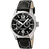 Invicta Men's 0764 I-Force Stainless Steel Watch with Black Leather Band