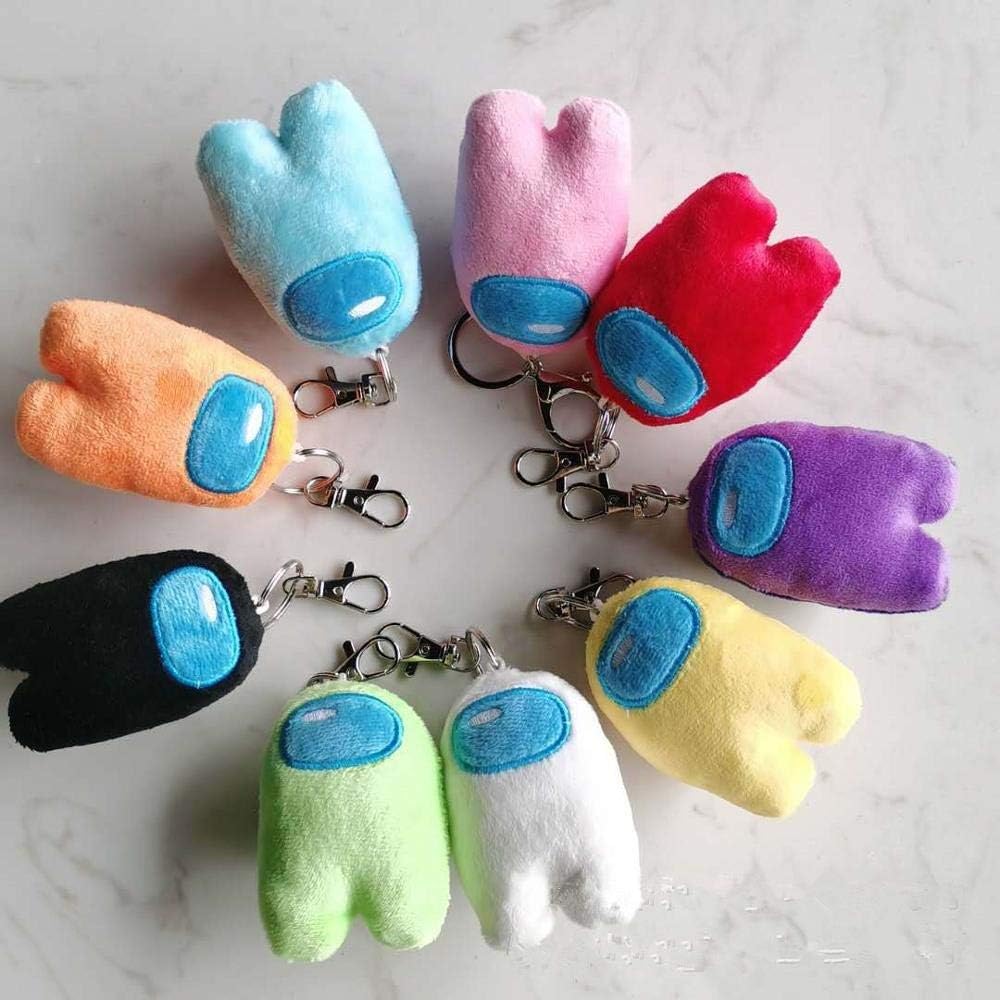 Among Us Keychains Plush Toy with Music Crewmate Handmade Among Us Character Keyrings Plushie Among Us Video Games Gaming Characters