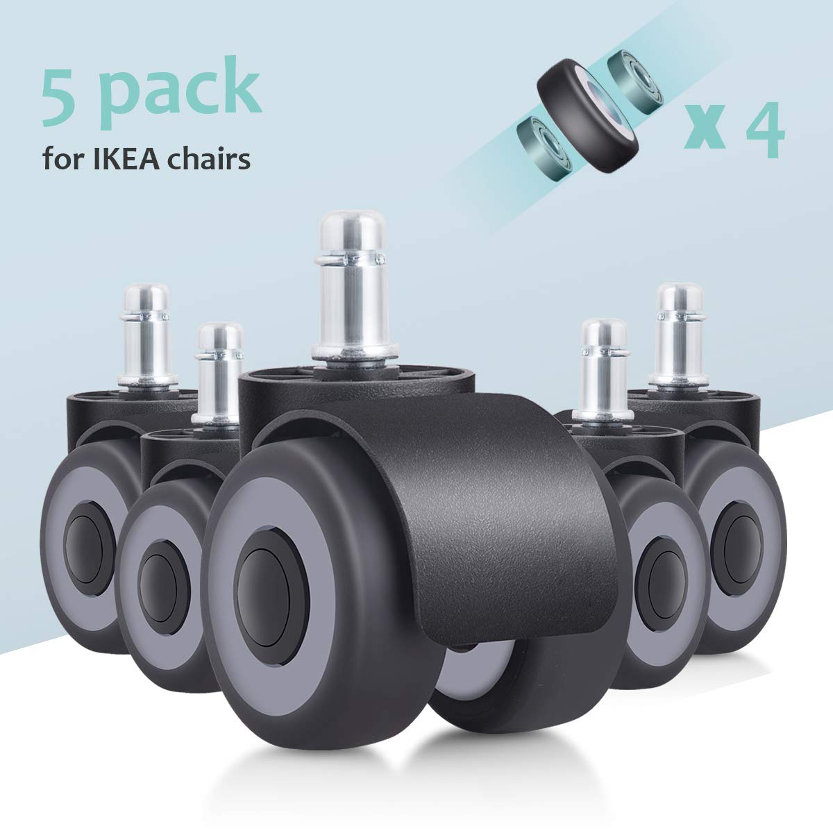 Buy Enyke Chair Wheels Replacement 2 Inch Rubber Office Chair Caster Wheels for Hardwood Floors