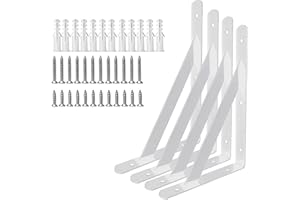 MEDACH Heavy Duty Shelf Brackets Wall Mount Steel Bracket Wall Brackets for Shelves (White, 20 x 12 Inch-2 Pairs)