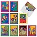 The Best Card Company - 10 Assorted Blank All Occasions Notecards Bulk Box Set 4 x 5.12 Inch with Envelopes (10 Designs, 1 Each) - Bohemian Birds M3319
