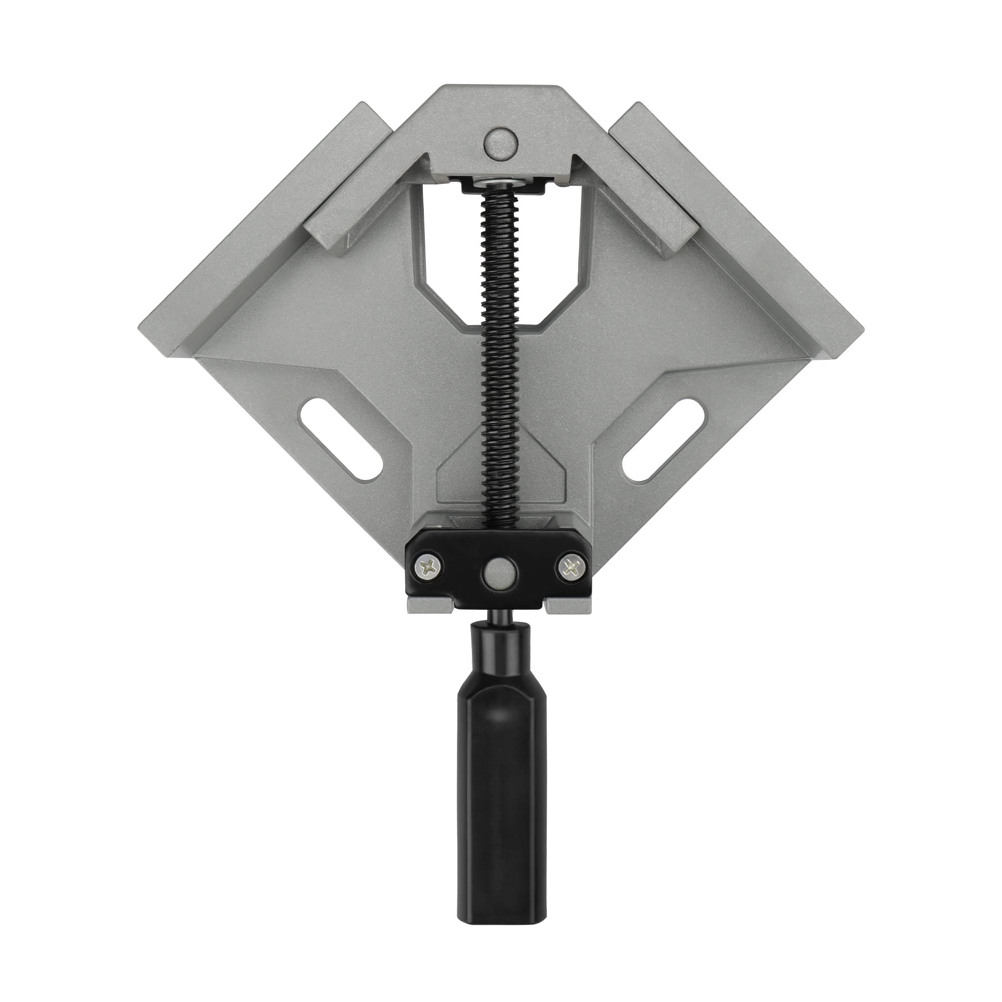 Hoteche Corner Clamp, 90 Degree Right Angle Clamp for Welding and Woodworking, Aluminium Alloy Frame, Swing Jaw Design, 2.75 in/70 mm Max Clamping Range, Grey and Black