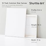 Shuttle Art 12 Pack 11x14 Inch Canvas Boards 100% Cotton Primed White view 2