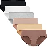 POPKOK Womens Underwear Soft Cotton Hipster Panties Mid Rise Briefs 6 Pack Regular and Plus Size