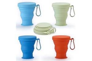 GUANCI Silicone Collapsible Travel Cups 4 Pack Silicone Folding Camping Cup with Lids Expandable Drinking Cup Sets Colorful, 