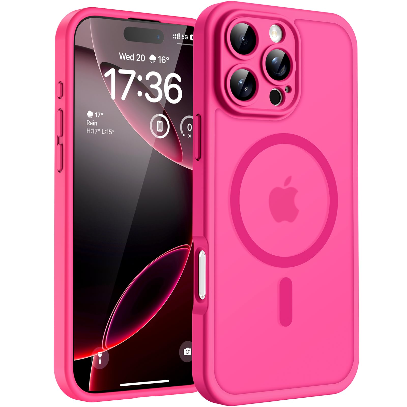 Photo 1 of TOCOL Magnetic for iPhone 16 Pro Case, Upgraded Full Camera Protection, Compatible with Magsafe, Drop Protection, Translucent Matte Back Bumper for iPhone 16 Pro 6.3-Inch (Hot Pink)