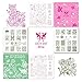 CICI&SISI Nail Art Stamping Plates Kit Spring Set Plate Manicure Template 4 Pieces