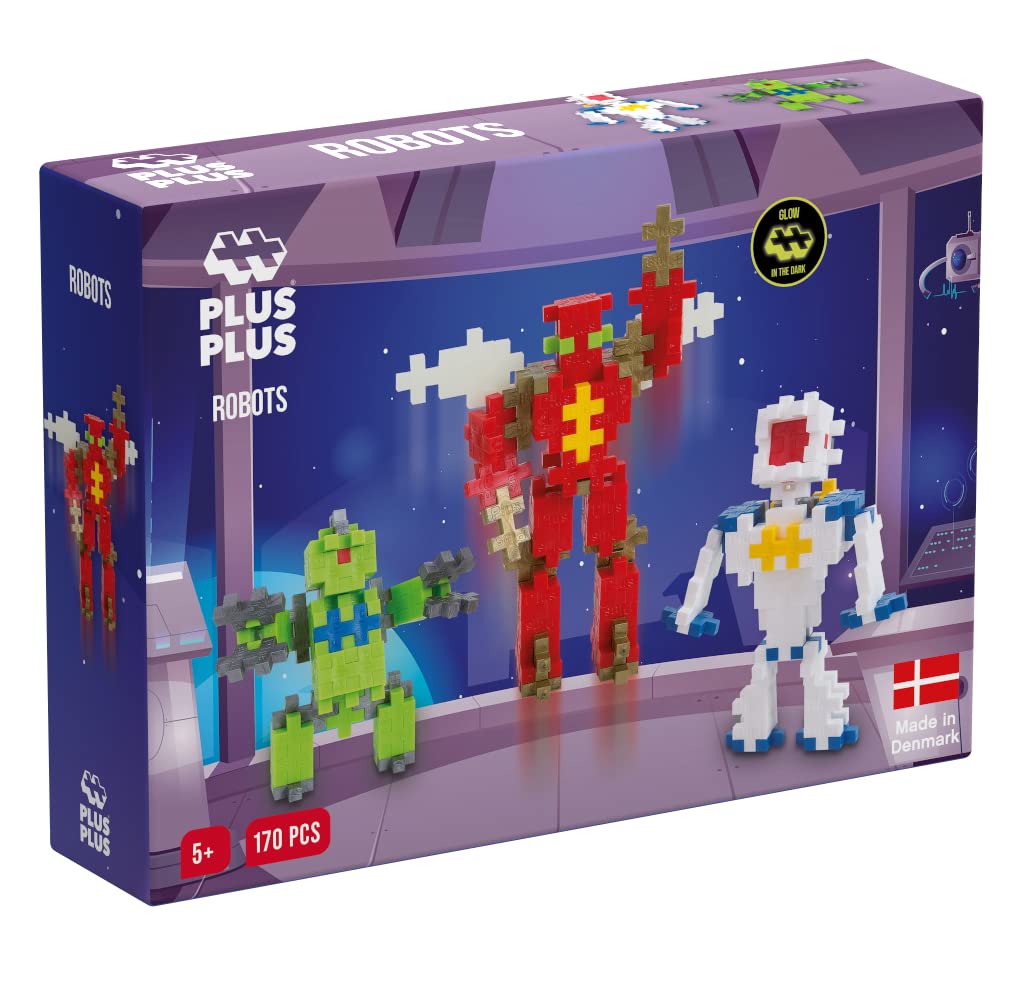 Plus-Plus 9603828 Ingenious Construction Toy, Basic, Robot, Building Blocks Set, 170 Pieces, Large