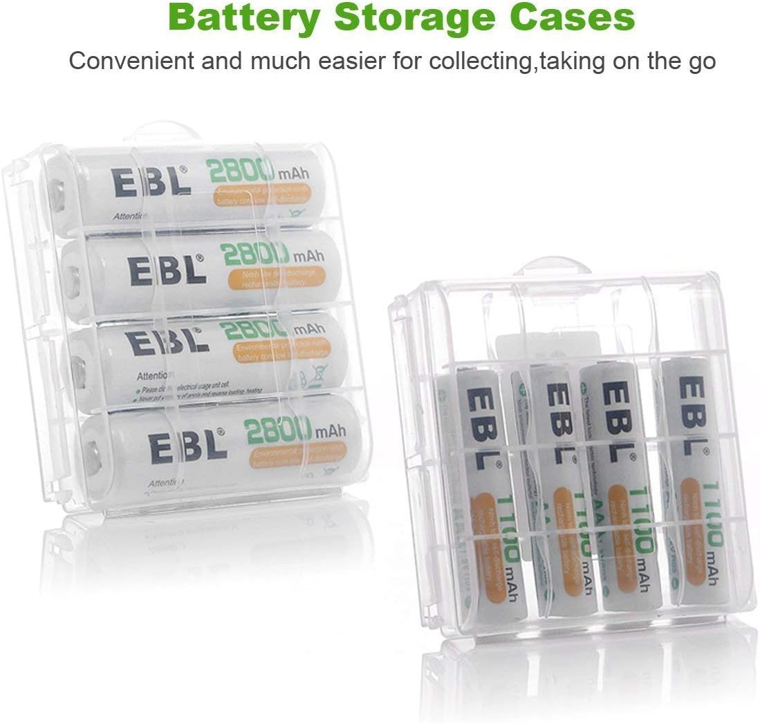 EBL Charger and Batteries Set - 8Slot LCD Independent Battery Charger and AA Batteries 2800mAh (4Pcs) & AAA 1100mAh Rechargeable Batteries (4Pcs): Home Audio & Theater