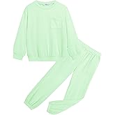Arshiner Girls 2 Piece Outfits Casual Clothing Sets Long Sleeve Pullover Sweatshirts and Sweatpants with Pockets 5-13 Years