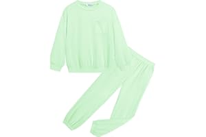 Arshiner Girls 2 Piece Outfits Casual Clothing Sets Long Sleeve Pullover Sweatshirts and Sweatpants with Pockets 5-13 Years