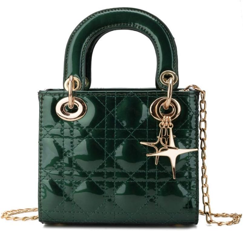 Lacquered PU Leather Rhombic Embroidered String Handbag Handbag Modern Minimalist Style