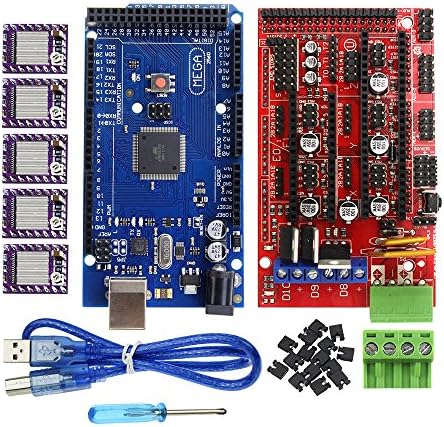 HESAI 3D Printer Controller Kit for Arduino Mega 2560 R3 Board + RAMPS 1.4 Controller Control Panel + 5pcs DRV8825 Stepstick Stepper Motor Driver Module + Heat Sink