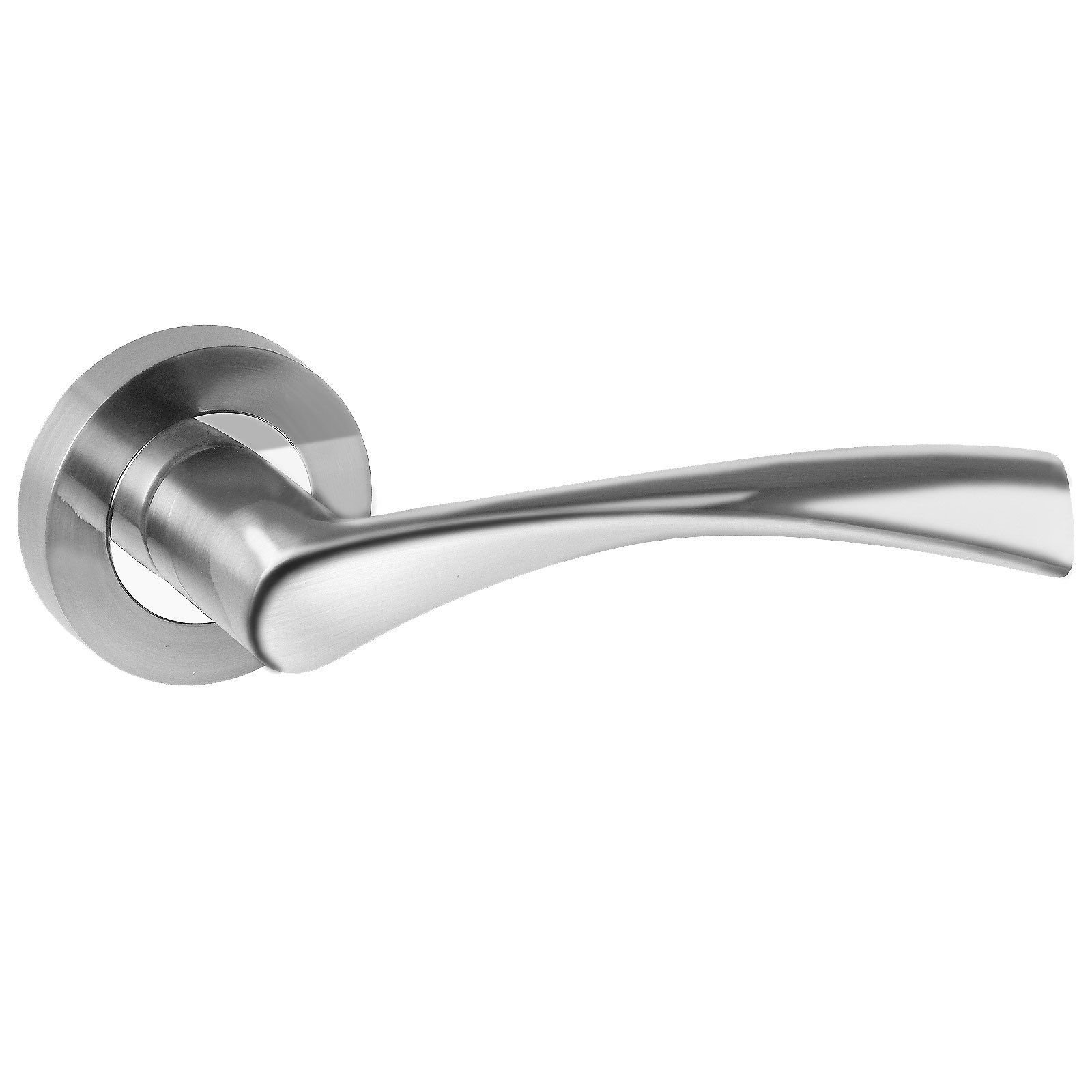 Astrid Modern Chrome Door Handles on Rose with Duo Finish