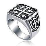 Jerusalem Cross Rings for Men,Mens Stainless Steel