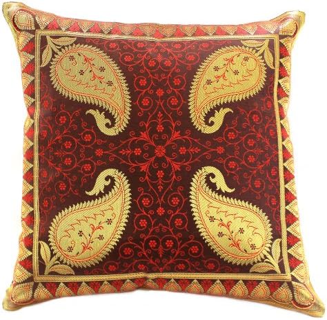Electric Leaf Decorative 16" X 16" Accent Pillow Cover, Set of 2 (Red)