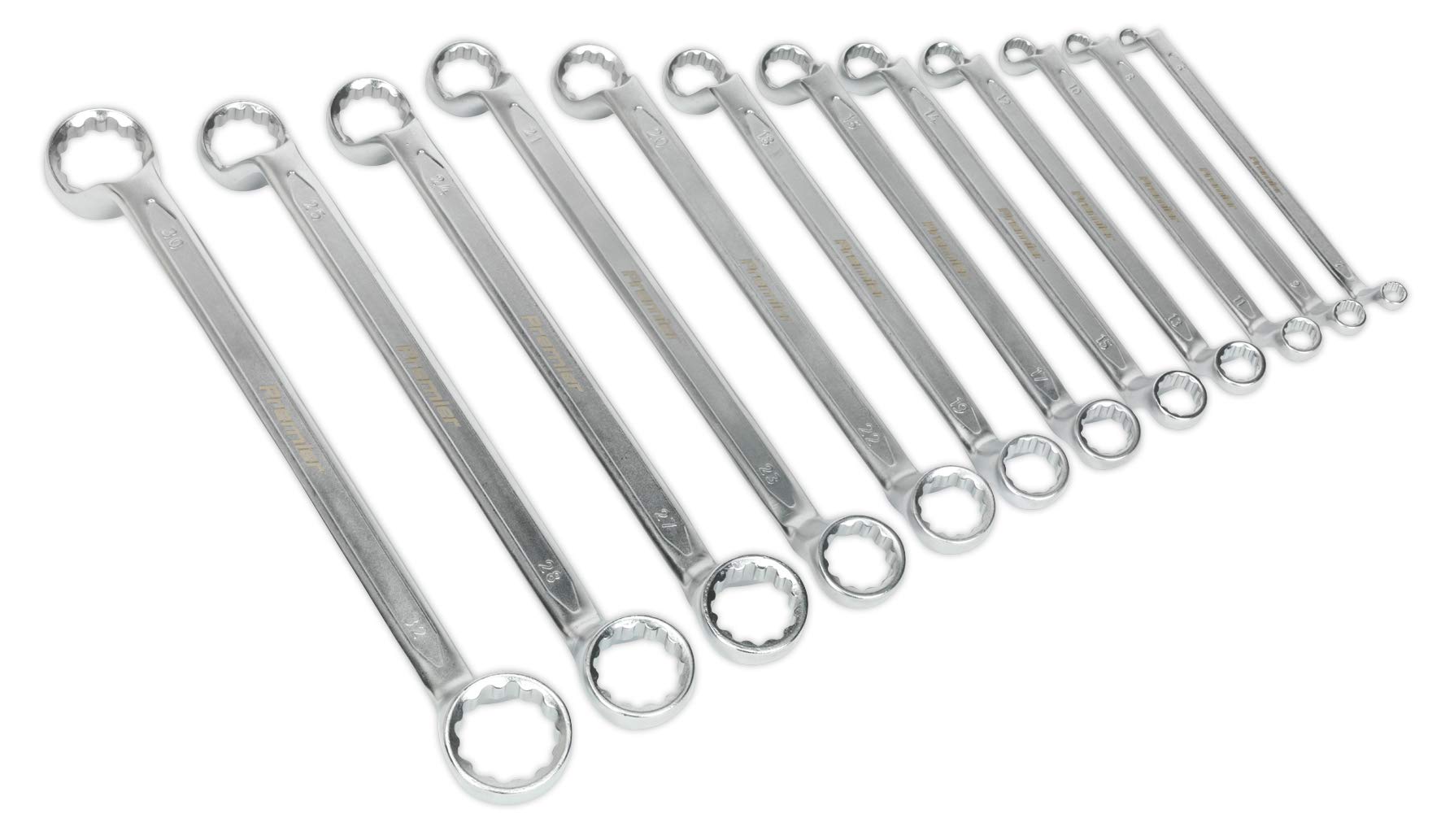 Sealey Ak6328 Offset Double End Ring Spanner Set 12Pc Metric