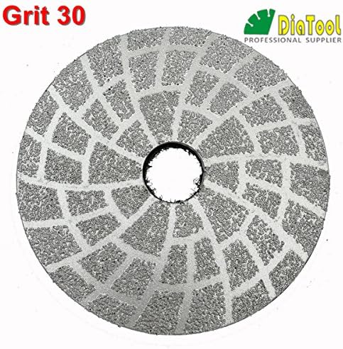 SHDIATOOL 4 Inch Vacuum Brazed Diamond Grinding Pads Grit 30 Sanding Pads for Granite Marble