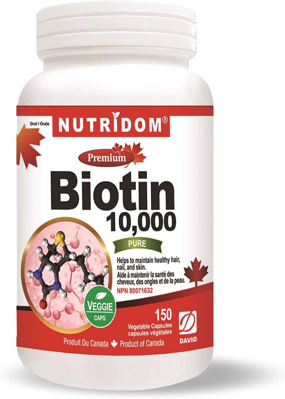 NUTRIDOM Biotin 10,000mcg 150 Vcaps
