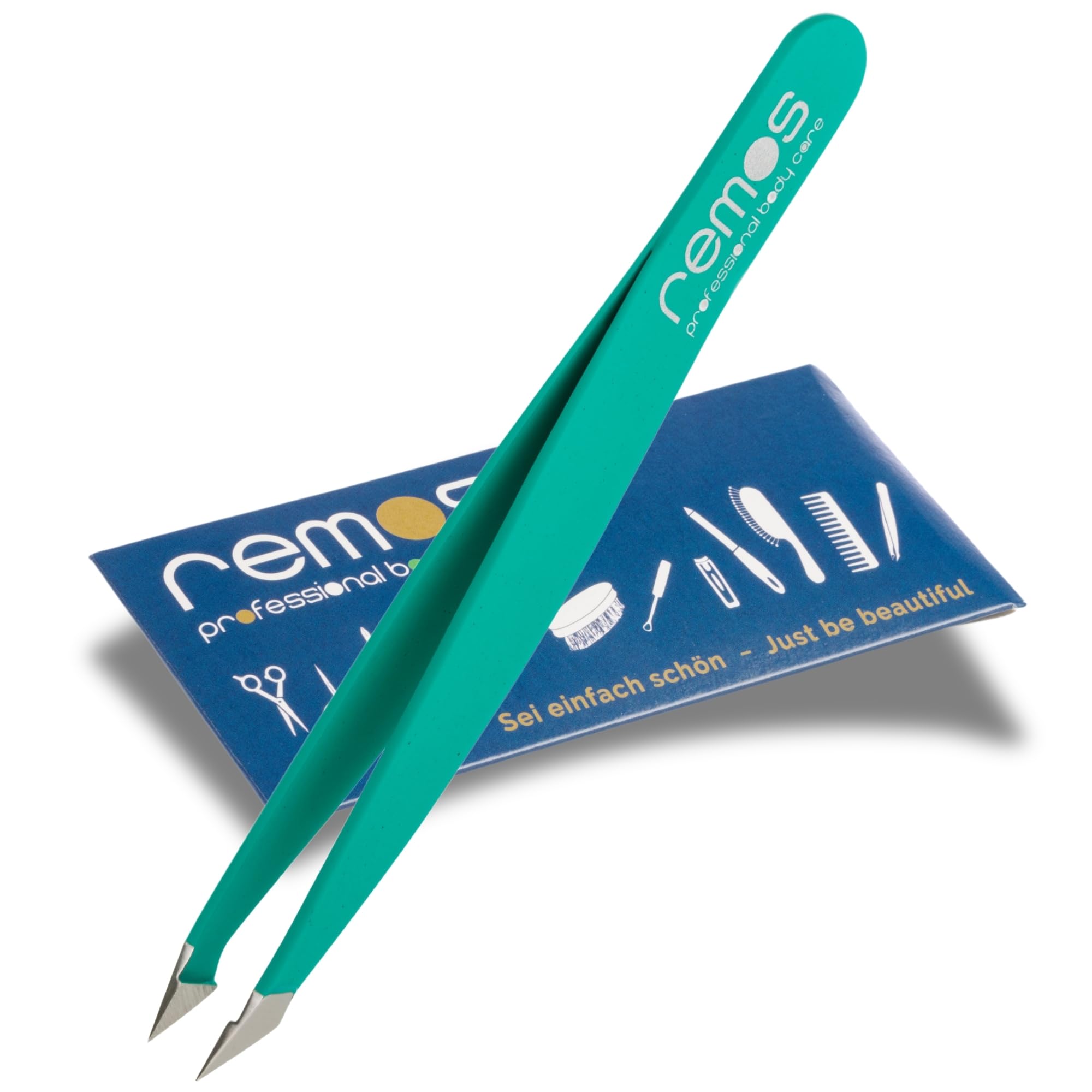 REMOS Combination Tweezers Stainless Steel 9.5cm - for splinters & Hair - Green