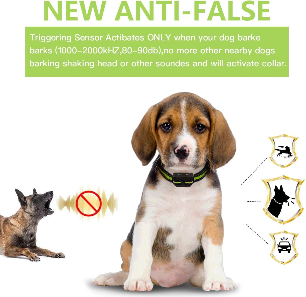 Dog Bark Collar -5 Adjustable Sensitivity and Intensity Levels-Dual Anti-Barking Modes Rechargeable/Rainproof/Reflective -No Barking Control Dog shock Collar for Small Medium Large Dogs : Kitchen & Dining