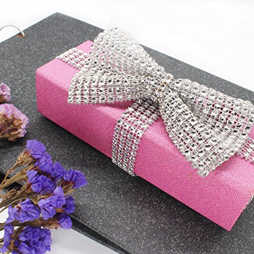 Benvo 4 Row 10 Yard Acrylic Bling Diamond Rhinestone Ribbon Wrap for Wedding Cakes, Birthday Decorations, Baby Shower Events and Arts and Crafts Projects 10 yard, Silver