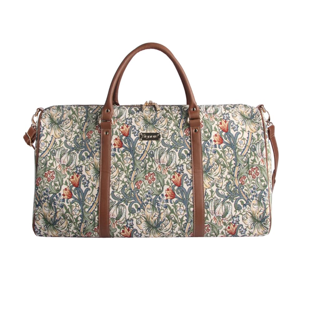 Tapestry Large Duffel Bag Golden Lily Floral Travel Bag Stylish Overnight and Weekender Carry On Spacious and Durable for Elegant Getaways and Daily Use (Golden Lily BHOLD-GLILY)