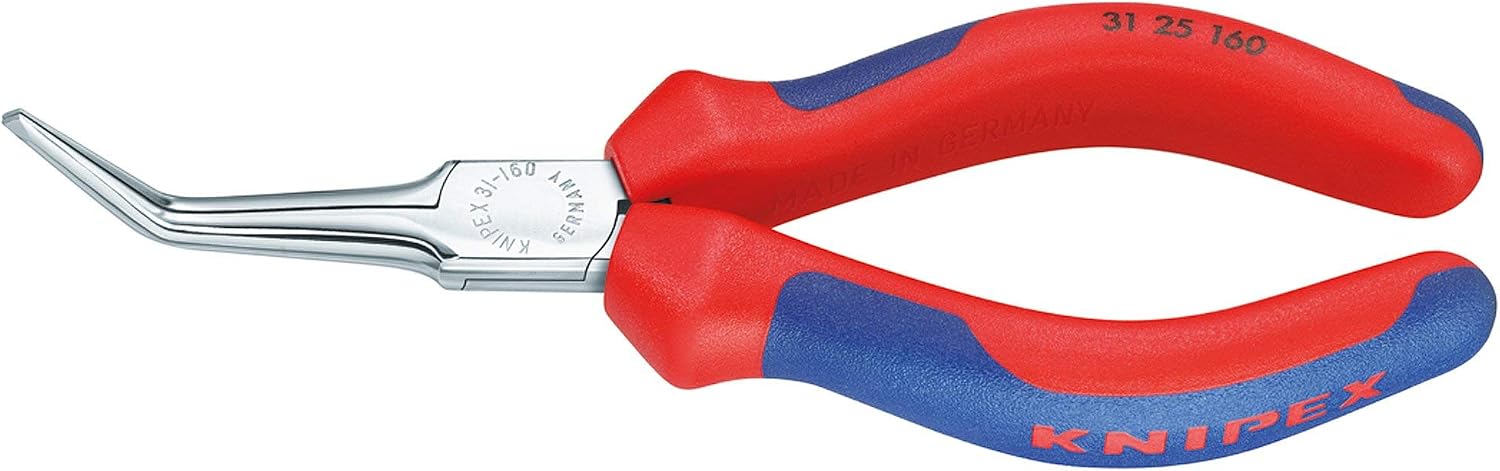 KNIPEX Flat Nose Pliers (Needle-Nose Pliers) Chrome-Plated with Multi-Component Handles 160 mm, 31 25 160