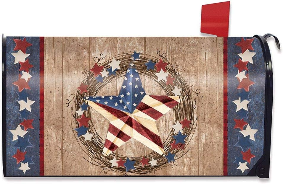 Briarwood Lane Americana Barnstar Patriotic Magnetic Mailbox Cover Primitive