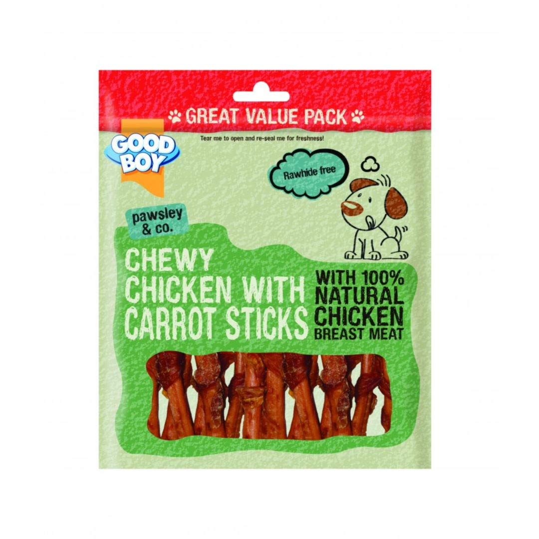 Armitages Pet Things Good Boy Pawsley & Co Chewy Chicken With Carrot Sticks Dog Treat 320g (Pack of 3)
