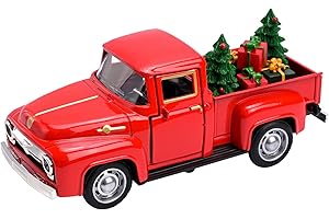 SMAROLL Christmas Red Truck Decor with Xmas Tree and Gifts Bags Little Red Pickup Metal Vehicle Vintage Christmas Decorations Rustic Farmhouse Table Decor Tiered Tray decor kitchen Shelf Decor Home Decor