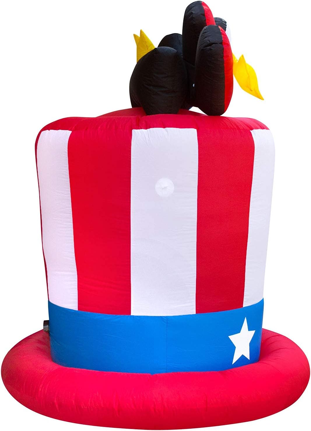 Holidayana 4th of July 6 ft USA Hat Inflatable - Fourth of July Inflatable Outdoor Decoration, Memorial Day Top Hat Yard Decor, Bright Internal Lights, Built-in Fan, and Included Stakes and Rope: Garden & Outdoor