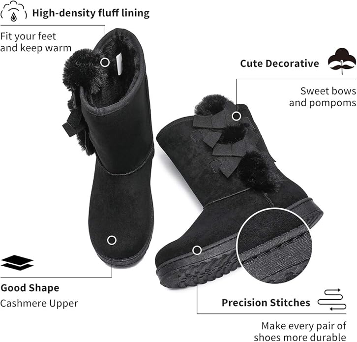 Winter Boots Women Fashion Bootie%EF%BC%88Black