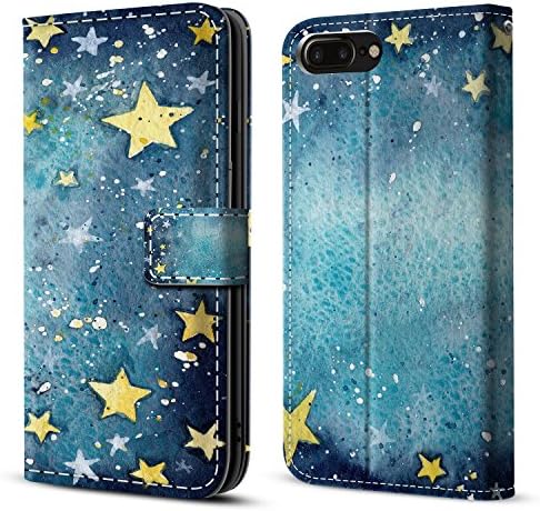 iPhone 7plus/8plus Wallet Case 5.5 inch, Stand Feature,Double Layer Shock Absorbing Premium Soft PU Color matching Leather Wallet Cover Flip Cases For apple (11-ai stars)
