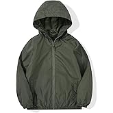 SUNDAY ROSE Boys Rain Jacket Lightweight Breathable Raincoat Waterproof Hooded Windbreaker For Kids