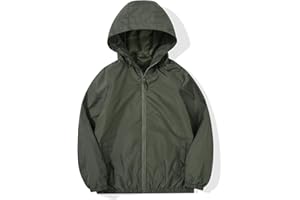 SUNDAY ROSE Boys Rain Jacket Lightweight Breathable Raincoat Waterproof Hooded Windbreaker For Kids