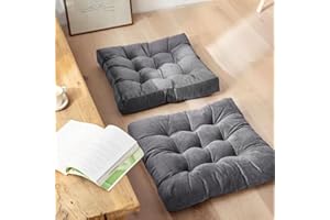 ABLIOACA 2 Pack Floor Pillows Square Velvet Large Pillows Seating for Adults and Kids, Cushion for Fireplace Yoga Living Room Sittin 20x20Inch (Darkgray)