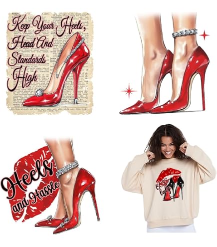 High Heel Shoe Iron On Patches | 3-Pack Heat Transfer Stickers For DIY Clothing Decor - View #8