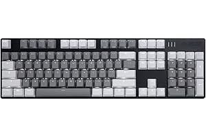 AK50 Wired Classic 104 Mechanical Gaming Keyboard – Blue Switches - PBT Keycaps – White-Grey Matching – White Backlit - Durab
