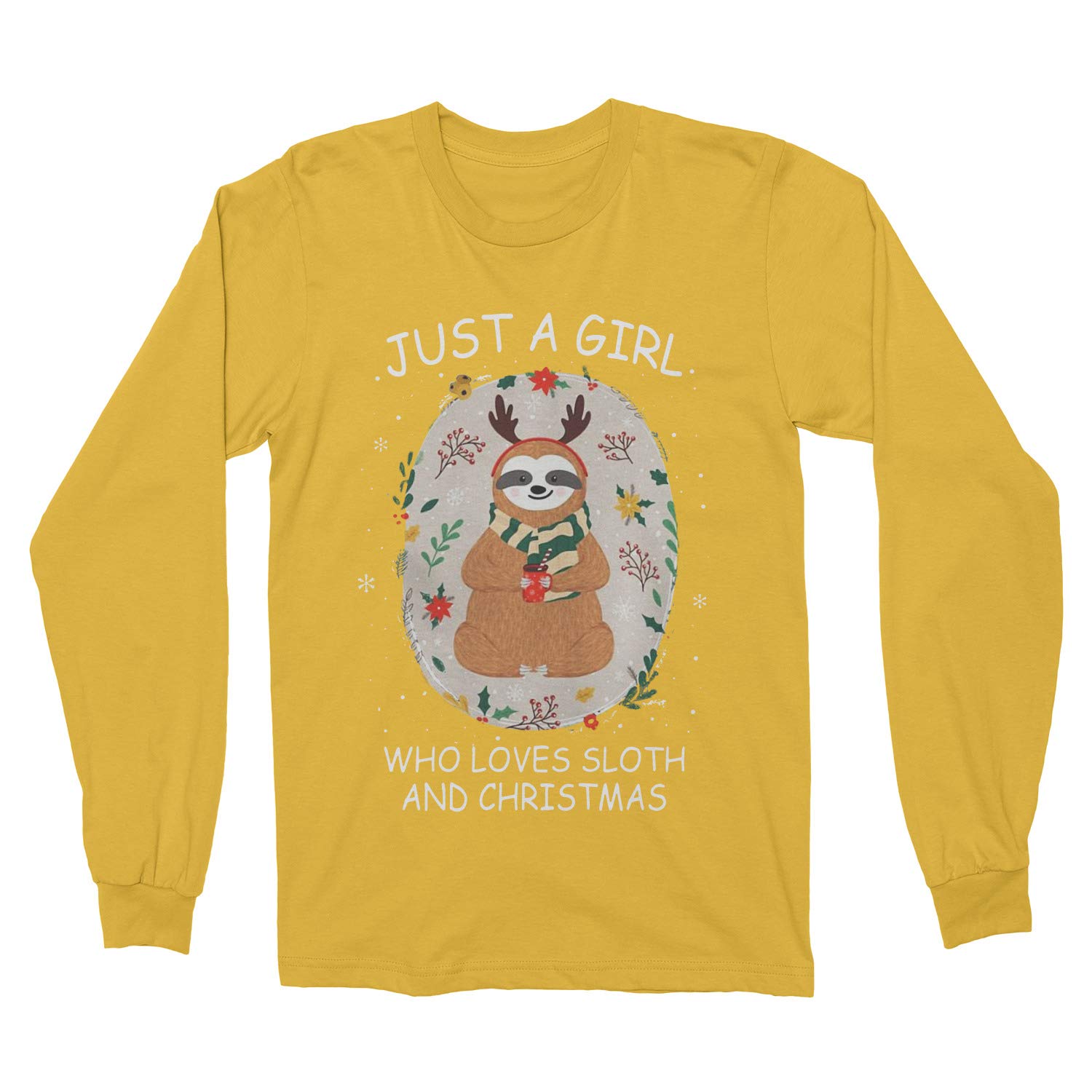 Just A Girl Who Loves Sloth And Christmas Adult Hooded T Shirt