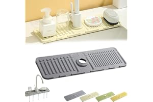 Kitchen Sink Splash Guard Faucet Mat - Silicone Faucet Drainer Pad, Silicone Draining Mat for Sink, Sink Protectors Sponge Ho
