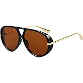 SevenColor Trendy Oversized Aviator Sunglasses for Women Men Retro Big Round Shield Sun Glasses Vintage Shades