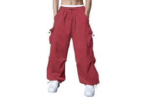 Susclude Parachute Cargo Pants for Men Loose Fit Baggy Sweatpants Casual Pant with Pocket Outdoor Drawstring Trousers 2025
