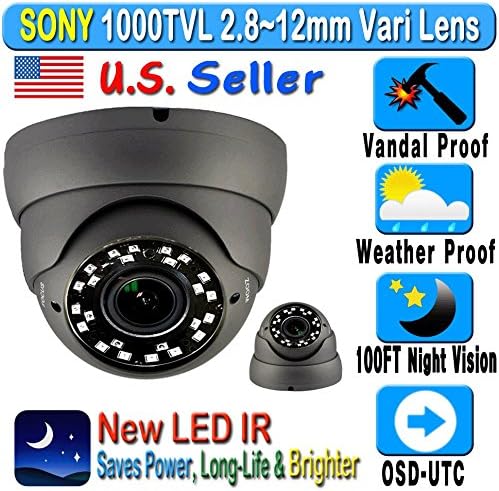 1/3" SONY 1000TVL / 1200TVL 720P 1.3 MP 2.8-12mm Manual Zoom NEW IR 100FT Night Vision Vandal/Weather Proof CCTV DOME CAMERA