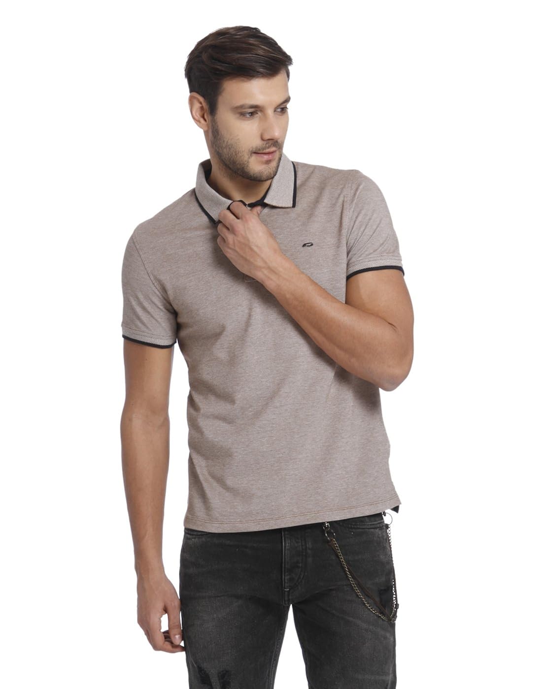 jack & jones men's quilted slim fit cotton polo