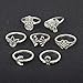 UHANGETH 13pcs Retro Rings Hollow Carved Flowers Joint Knuckle Rings Sets (Silver)