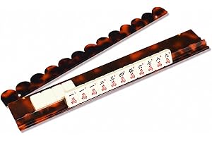 Mahjong Racks with Pushers Wavy Edge Design & Magnetic Closure 17.5 Inch Acrylic Brown Tortoiseshell Pattern for American Mah