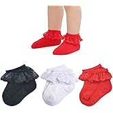 EPEIUS Baby-Girls Eyelet Frilly Lace Socks,Newborn/Infant/Toddler/Little Girls (Pack of 2/3/4/6)