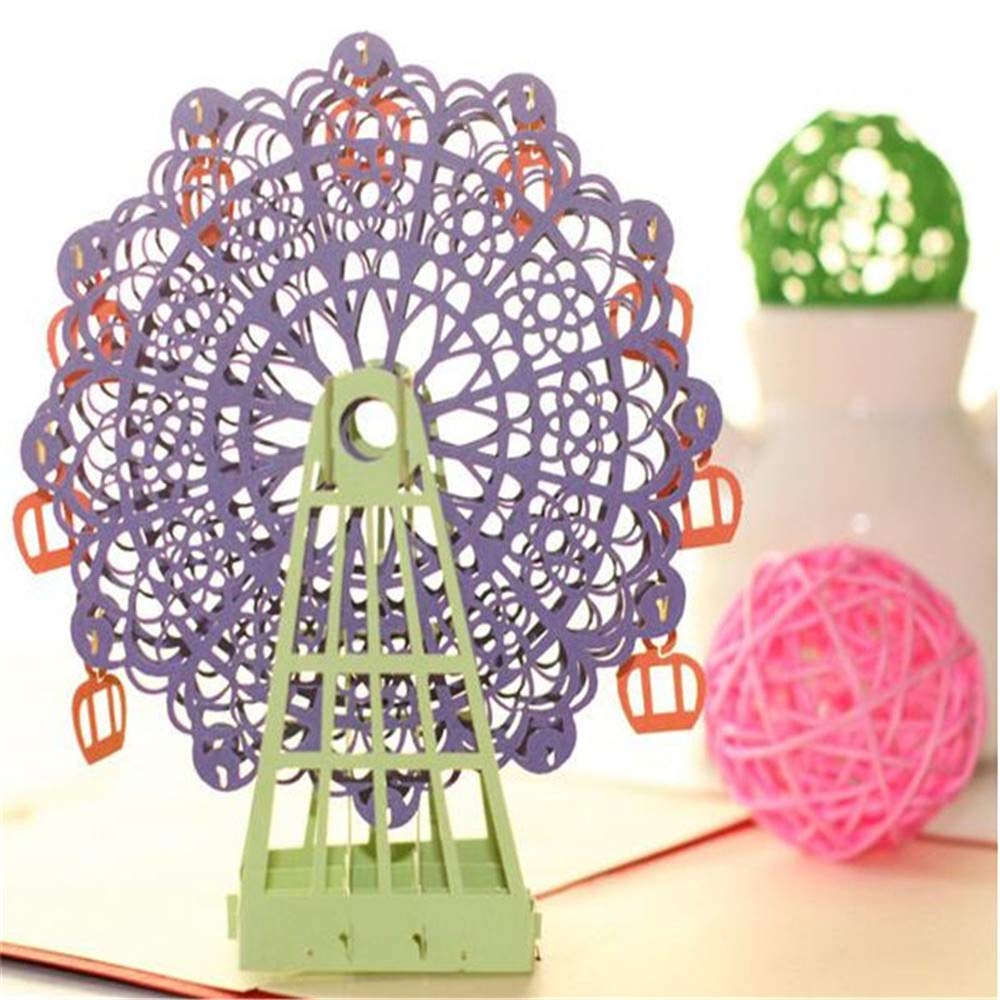 3D Pop Up Ferris Wheel Greeting Card Delicate Birthday Greeting Wish Card